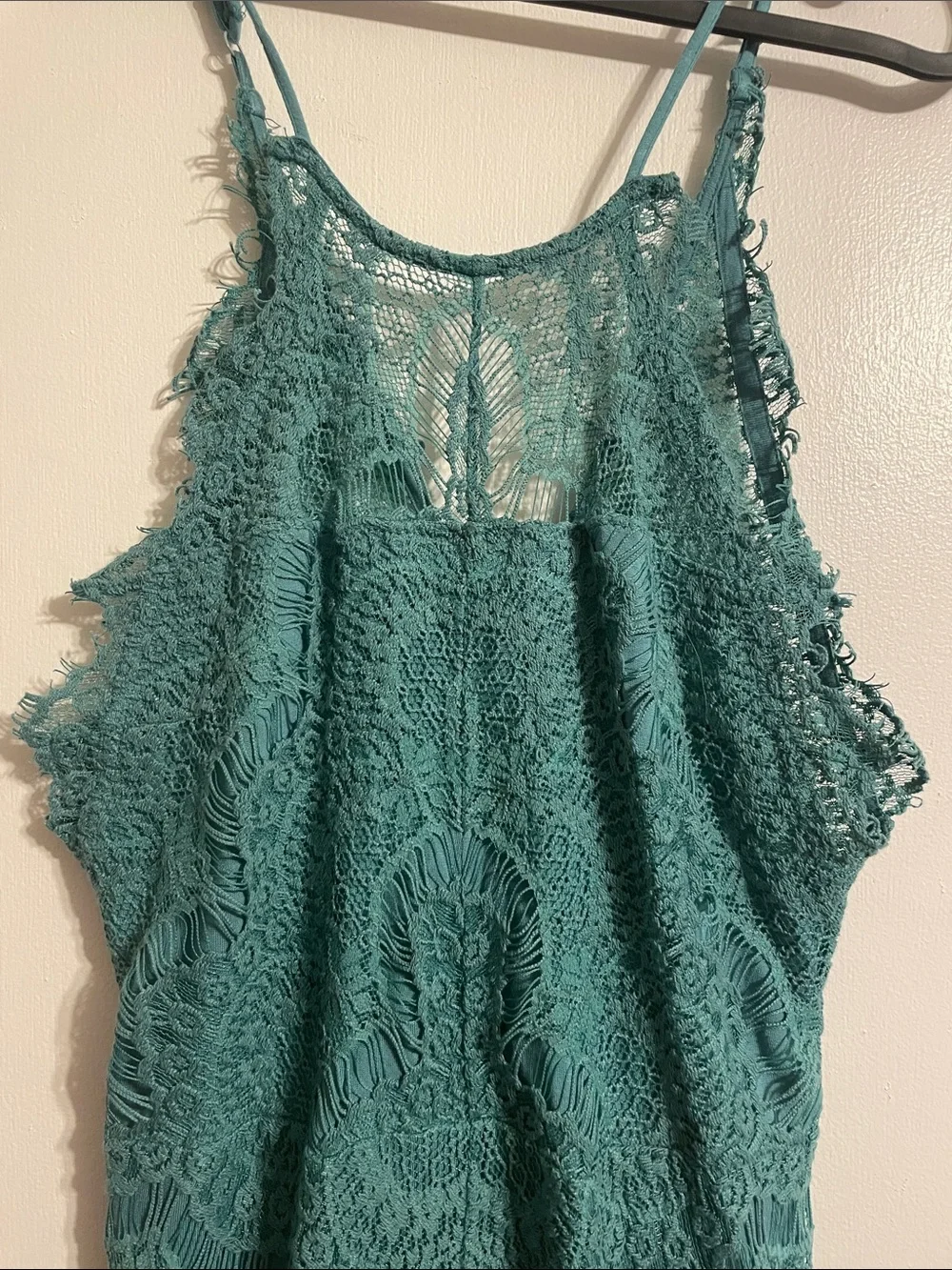 Free People Lace Mini Dress Teal